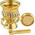 Bakhoor Burner Set Tray, Frankincense Resin Burner, Charcoal insencents Burner, Metal Incense Censer for Yoga Spa Meditation, with Cone Incense Holder and Tongs(Glod)