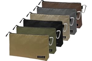 COREFLEX Premium Tool Pouch Zipper Bag, Small Tool Bag, Multipurpose Storage pouch, Heavy duty Flat Bottom Tool bag with YKK Zipper (6 pack Large 12inch)