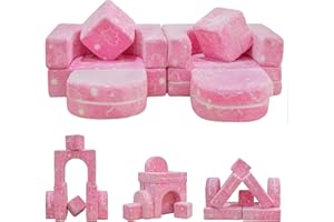 furlinkhm Modular Kids Play Couch, Kids Couch for Playroom Bedroom, Glow in The Dark, 5 Seconds Instant Expansion, Glowing Clouds, Pink