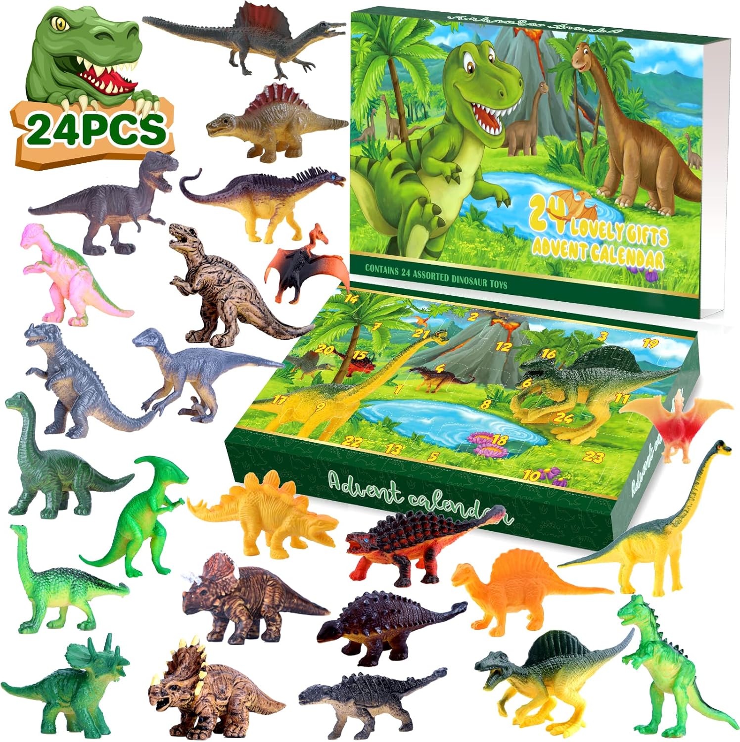 Advent Calendars - Advent Calendar 2023 Dinosaur Toys for Kids, 24 Days Countdown Calendar to Christmas Surprise Toys Set with Different Dino Figure, Ideal Xmas Gifts for Boys Girls Toddlers Teens 3 4 5 6 7 8 Years Old