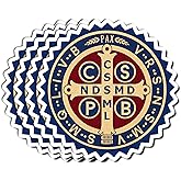 Pack 4PCS St Benedict Medal Catholic Stickers Christian Religious God Bible Faith Waterproof Vinyl Decal Decor Phone Laptop Water Bottle Hardhat Gifts for Her Him Adults