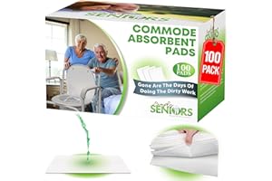 SIMPLY SENIORS Commode Absorbent Pads for Bedside Commode Liners - 100 Pads for Portable Toilet Bags- No More Days Doing The Dirty Work - For Bedside Toilet Liners, Potty Bags for Portable Toilet, Potty Chair Liners