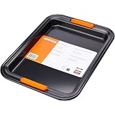 Le Creuset Non-Stick Carbon Steel Small Rectangular Baking Tray, 32.2 x 24 x 2.58 cm, Matte Black, 46078320010000