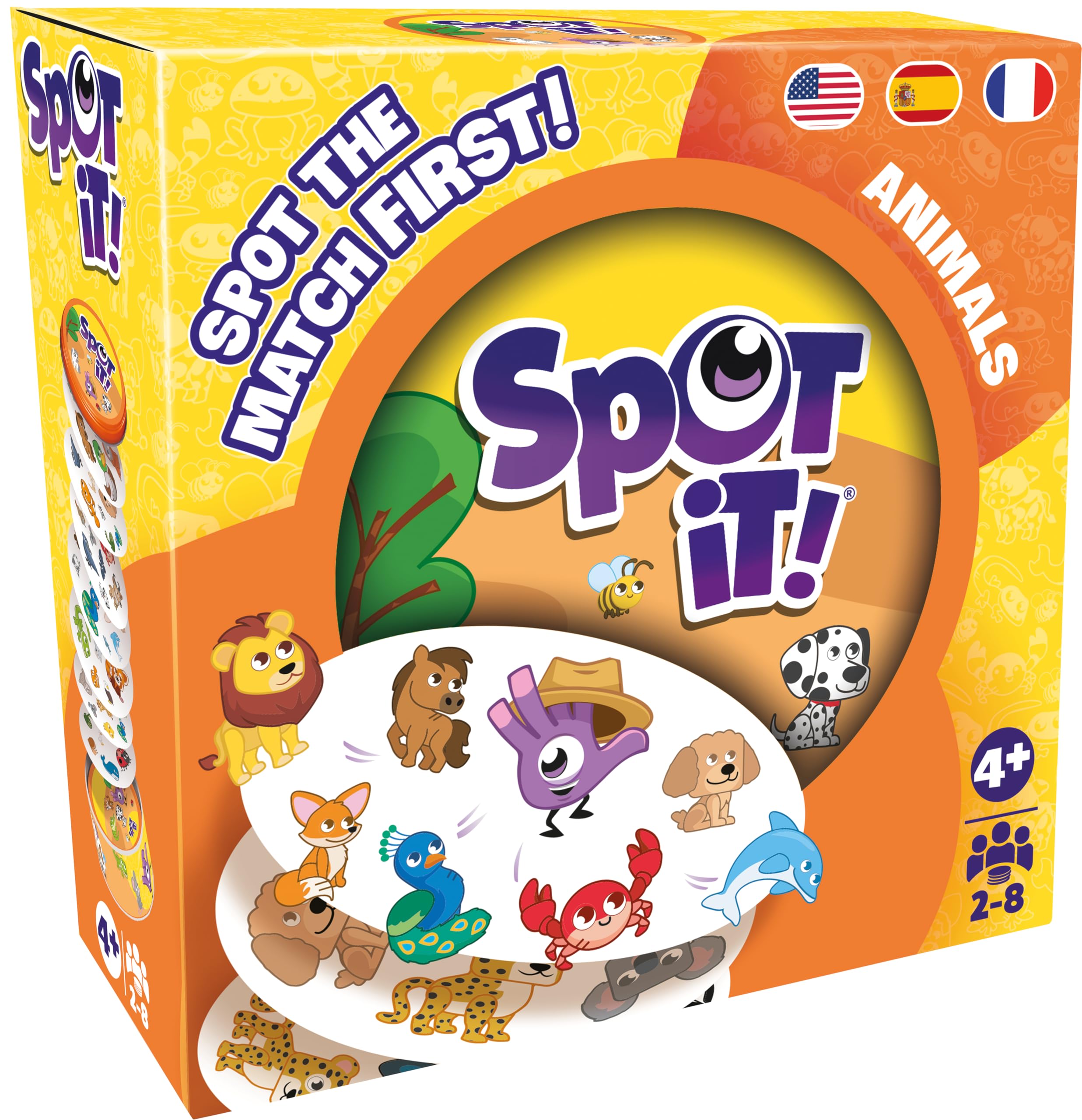 Photo 1 of Zygomatic Spot It! Animals (2024 Refresh) - Eco-Sleeve Edition, 5-in-1 Visual Perception Game for Quick Reflexes and Family Fun, Ages 4+, 2-8 Players, 15 Minute Playtime, Made
