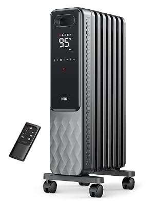 DREO Oil Filled Radiator, Electric Radiant Heaters for indoor use Large Room with Remote Control, Child Lock, 4 Modes, Overheat & Tip-Over Protection, 24h Timer, Digital Thermostat, Quiet, 1500W