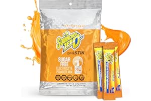 Sqwincher Zero Qwik Stik, Sugar Free, Low Calorie, Low Sodium Electrolyte Powder Hydration Drink Mix, Orange, .11 0z Packet (Pack of 50)