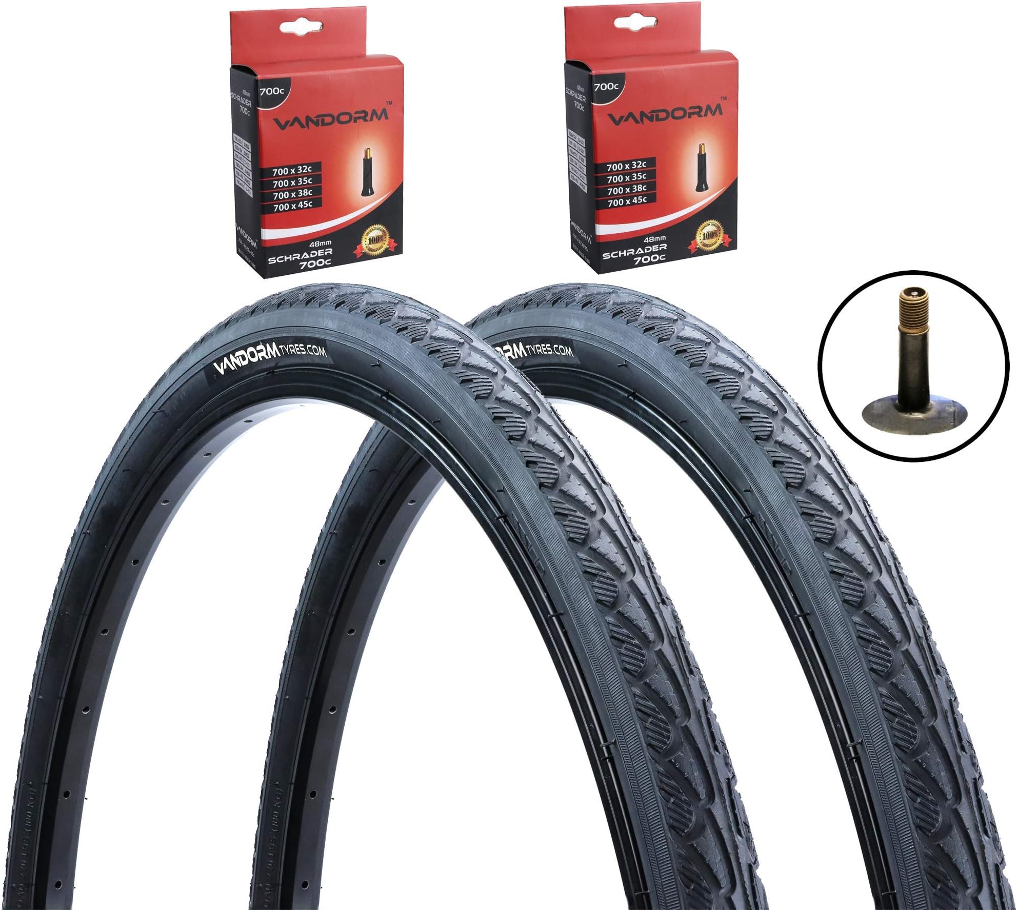 Vandorm Wide 700c Hybrid Bike Tyre 700 x 45c Express Slick City Town Tyres & Inner Tubes