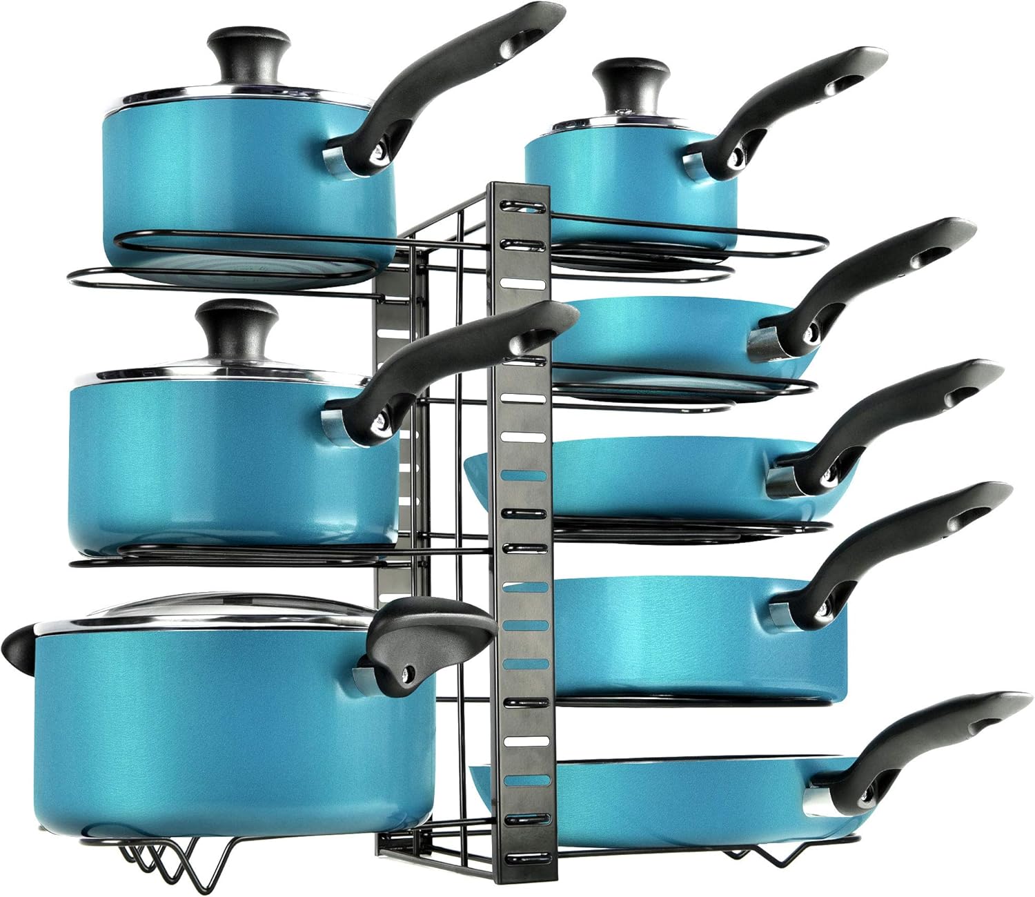 Zulay 8-Tier Pots and Pans Organizer Under Cabinet - Easy 3 Adjustable Method Pan Organizer Rack For Cabinet - Kitchen Pot Organizer Rack For Cabinet For Large & Small Cookware: Home Improvement