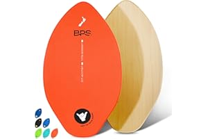 BPS New Zealand ‘Shaka’ Skimboard with Colored EVA Grip Pads and High Gloss Clear Coat Wooden Skim Boards for Beach Adventures | Choose from 3 Sizes and Traction Pad Color