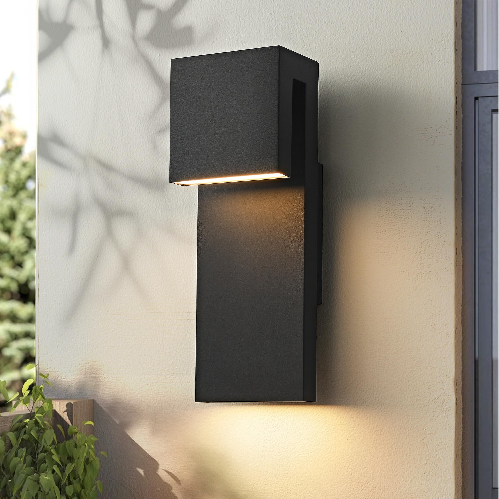 Photo 1 of Modern LED Outdoor Wall Sconce 3000K 18W IP65 Waterproof Integrated LED Outdoor Wall Lights Anti Rust Black Porch Lights Exterior Lighting Outside Lights Fixture for Garage,Balcony,Backyard (1PACK)