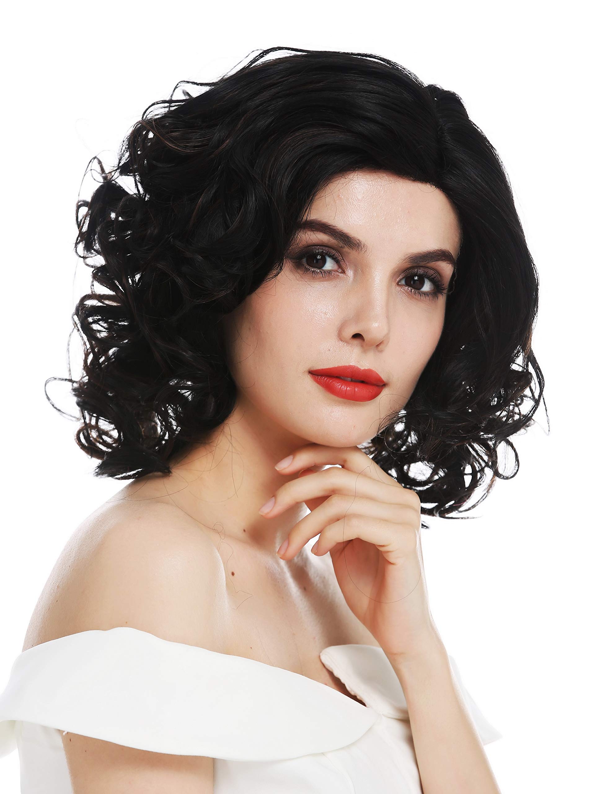 WIG ME UP - ALI-MF-F1B/30 women's wig lace front partial monofilament shoulder length curls parting black copper brown highlights