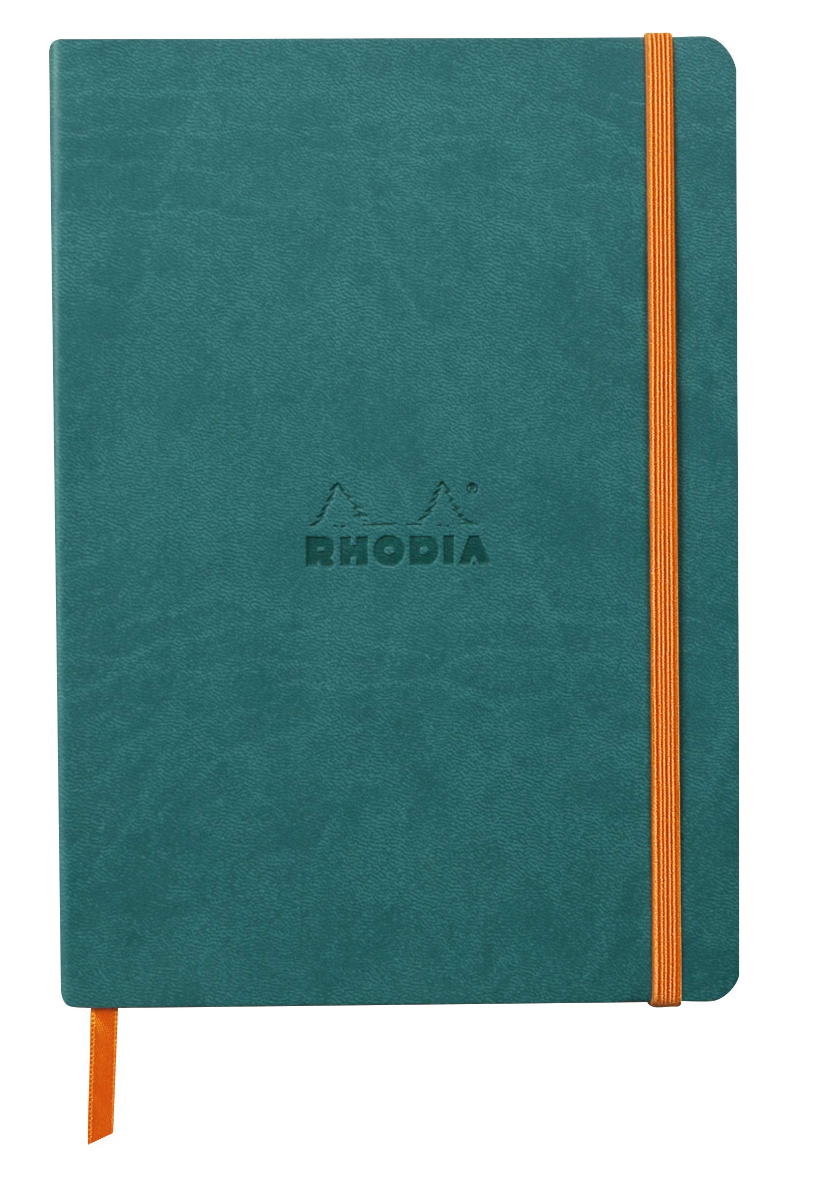 RHODIA 117376C - Peacock Soft Notebook - A5 - Lined - 160 pages - Ivory Clairefontaine Paper 90 g/m - Bookmark, Elastic Closure - Faux Leather Cover - Rhodiarama Collection