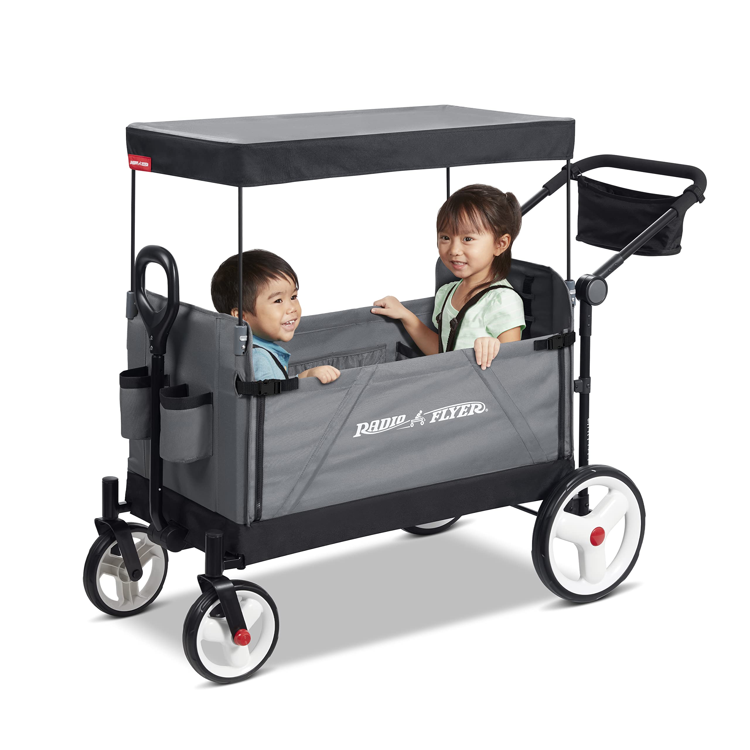 Stroller Wagon for Kids, Baby Stroller, Utility Cart, Rolling Cart, Radio Flyer City Luxe Stroll 'N Wagon, for Ages 1+ Years, Gray