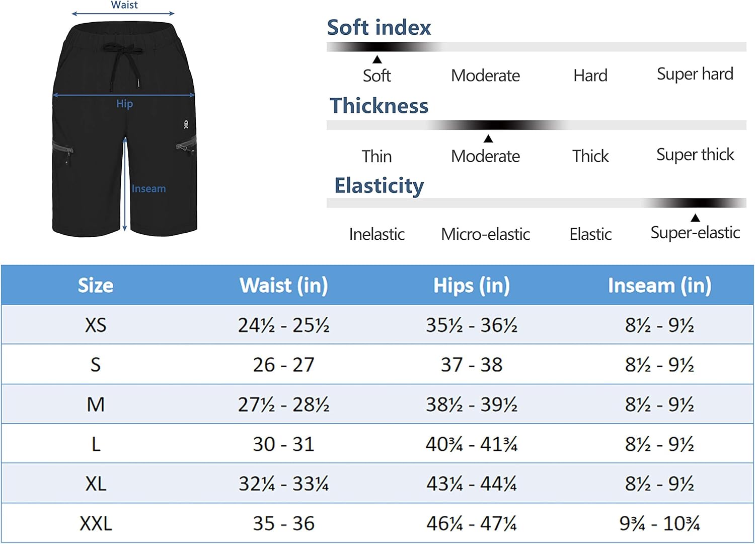 Little Donkey Andy Women’s Ultra-Stretch Quick Dry Lightweight Bermuda Shorts Drawstring Zipper Pocket Hiking Travel Workout : Clothing