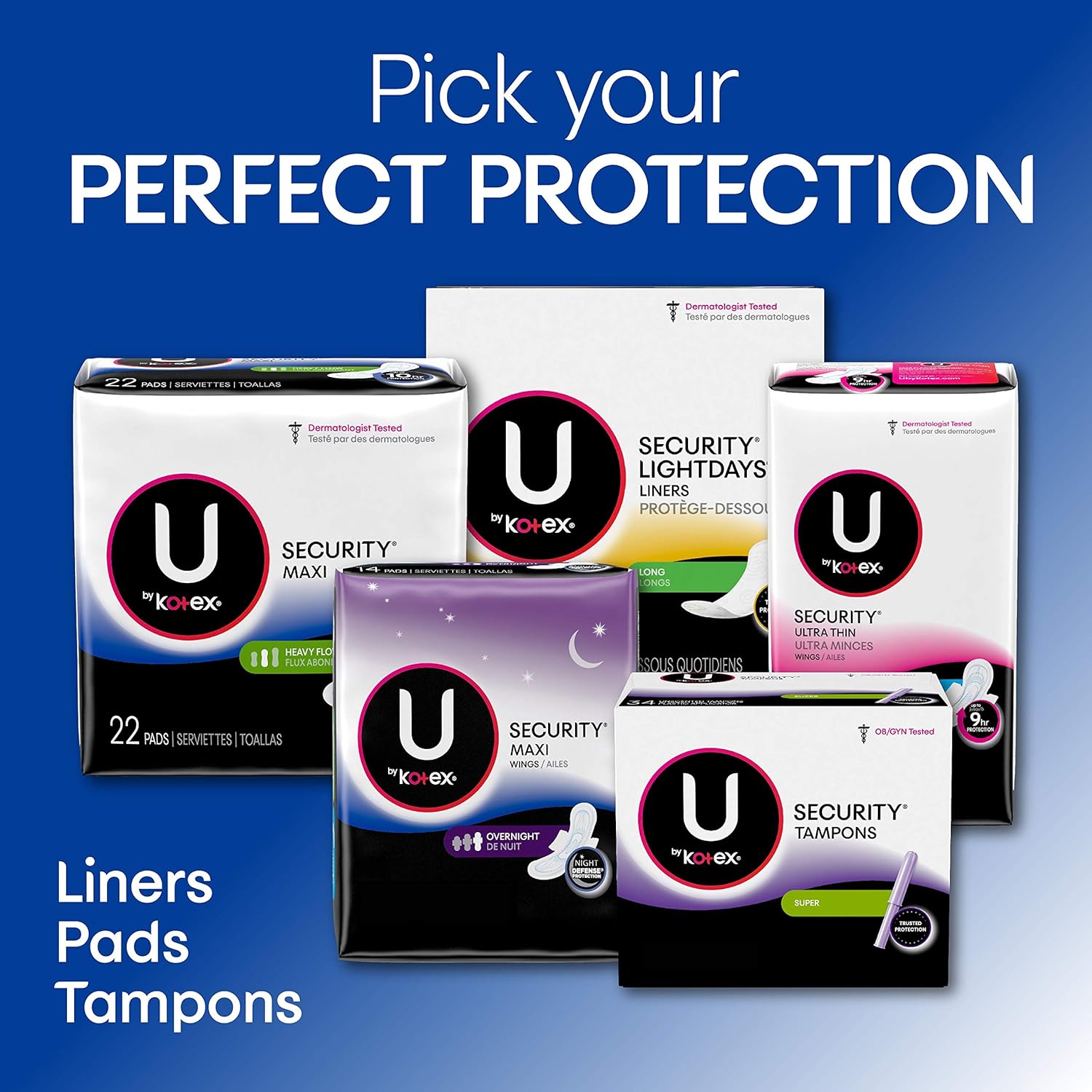 U by Kotex Security Maxi Pads, Regular, Unscented, 192 Count (4 Packs of 48): Health & Personal Care