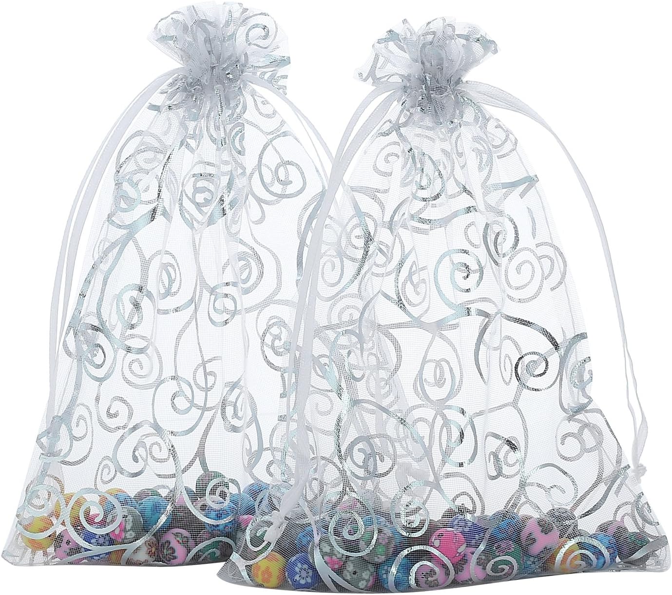Anleolife 50pcs Sheer Organza Wedding Holidays Favor Bags Shower 6"x8" Bottle Cookies Candy Lipstick Gift Bags Party Packages Pouches(transparrent)