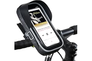 Bike Phone Holder Mount Handlebar Bag Bike Phone Pouch Cycling Bicycle Motorcycle, 360° Rotation with Touchscreen and Sun Vis