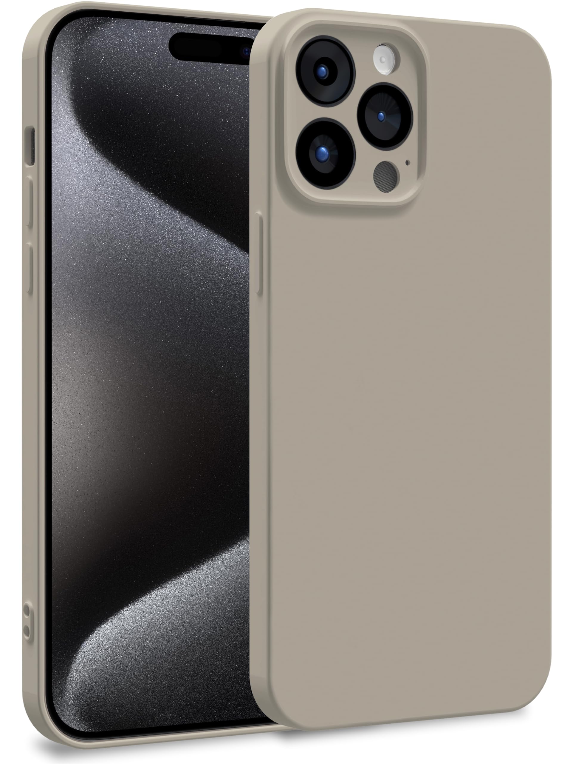 MyGadget TPU Case for iPhone 15 Pro Max - Cover Dual Layer with Camera Protection | Inner Lining - Soft Touch Rubber & Anti-Scratch Shell Dark Grey