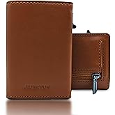 JIUERYUN Wallet for Men - RFID Protection Card Case, Slim Wallet with Coin Compartment, Coin Purse for Men with ID and Card Cases for Men (Brown)