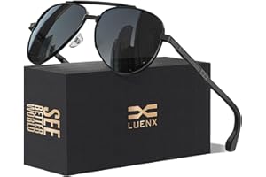 LUENX Aviator Sunglasses for Men Women Polarized, Driving Trendy Retro Sun Glasses UV400 Protection With Accessories 60mm