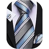 Barry.Wang Mens Tie Set Plaid Check Neckties Formal Business Wedding Luxury Pocket Square Cufflinks