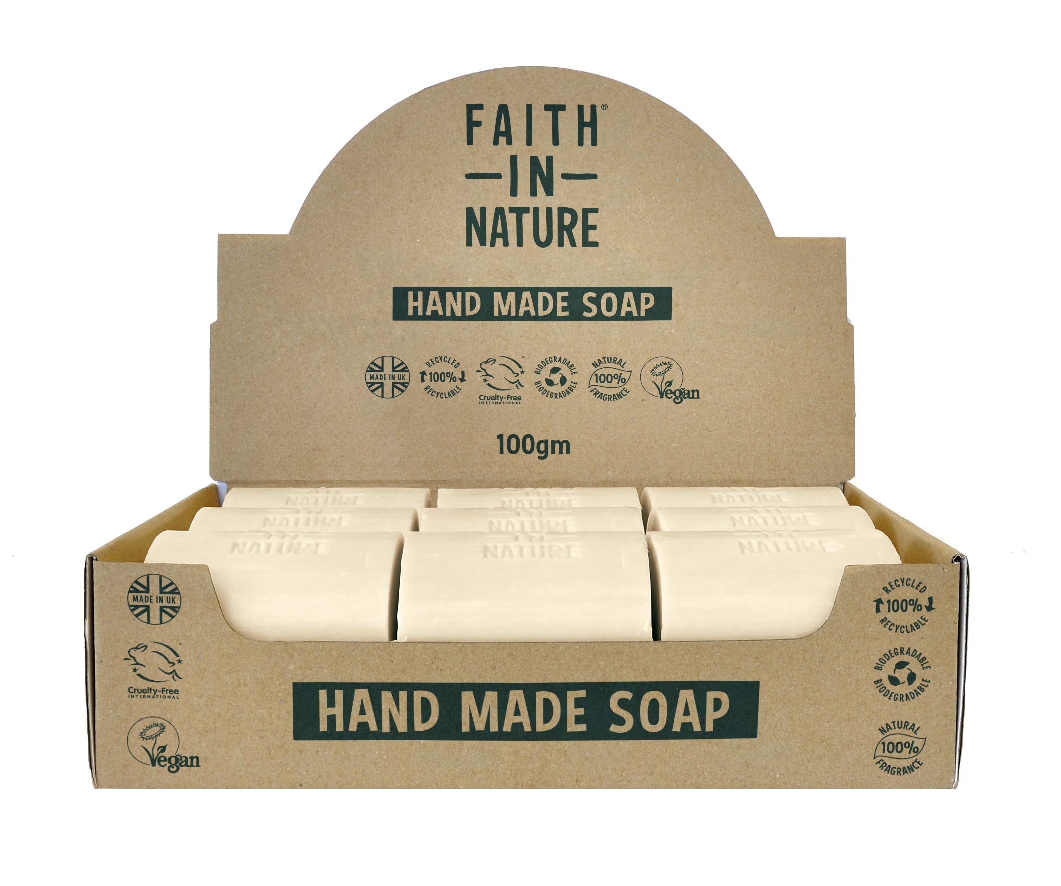 Faith In Nature Natural Hemp Hand Soap Bar Box Set, Restoring, Vegan & Cruelty Free, No SLS or Parabens, 18 x 100g