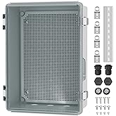 Joinfworld Clear Electrical Enclosure Box Outdoor 14x10x6 Plastic Junction Box Waterproof Outside Nema 4 Electrical Box Weath