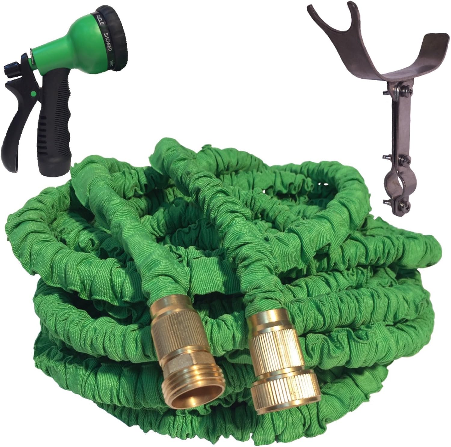 TruTec 50 Foot Expandable Garden Hose with Solid Brass Fittings and Stainless Steel Adjustable
