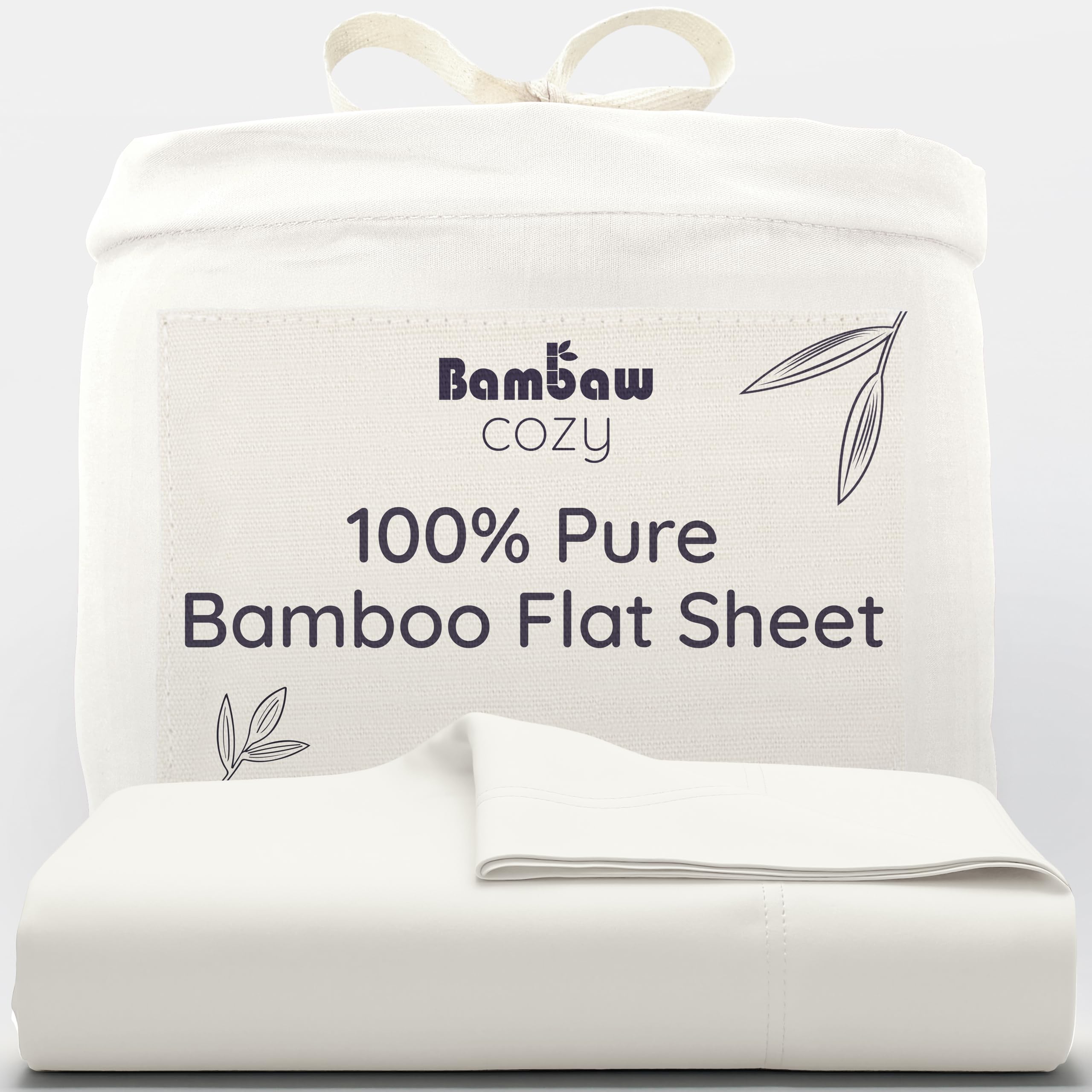 Bambaw Bamboo Flat Sheet Double, 240x290 cm, Hypoallergenic Anti Dust Mite Bedding, 100% Bamboo Sheets Double Bed, Breathable & Cool Bedding for Night Sweats, Hotel Quality Sheets 240x290 cm (Ivory)
