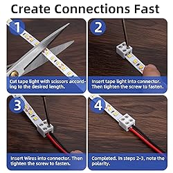 20 PCS 2-Pin 10mm Solderless LED Strip