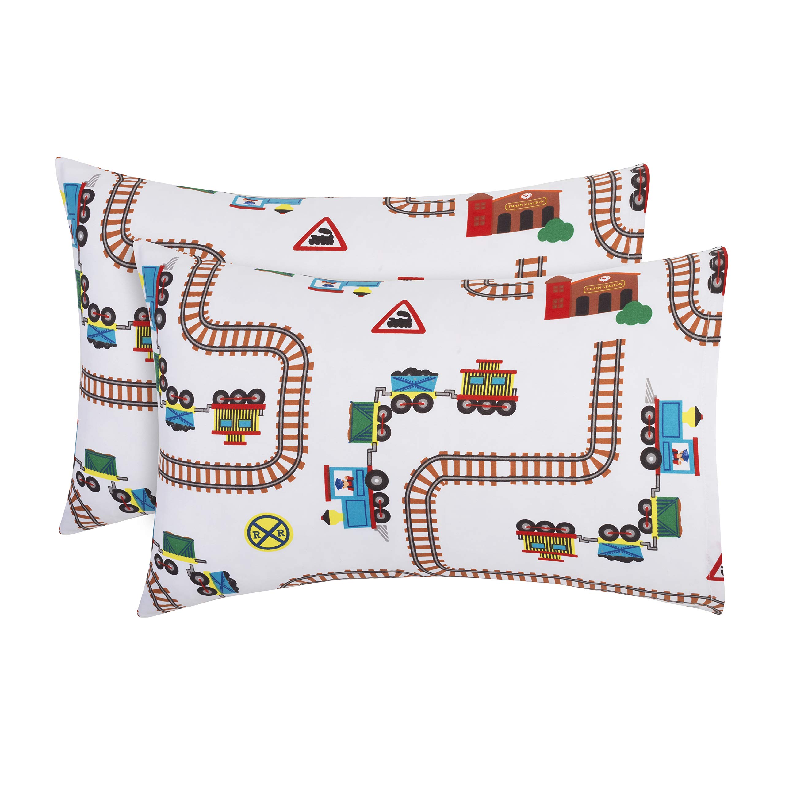 Photo 1 of 2-Pack Toddler Travel Pillowcases -100% Soft Microfiber, Breathable and Hypoallergenic - 14" by 20" Kids Pillowcases fits Pillows 14x19, 13x18 or 12x16, Choo Choo Train