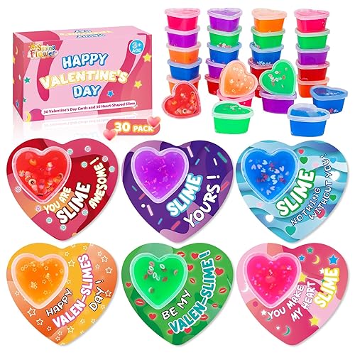 SpringFlower 30 Pack Valentines Day Cards For Kids With Heart