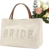 AINMEGE Bride Tote Bag Large Canvas Beach Bag Bride to Be Gifts for Bridal Shower, Wedding, Engagement, Bachelorette Party, Honeymoon, Travel