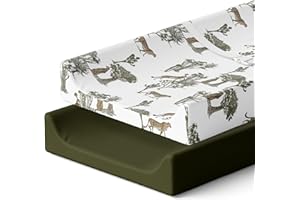 Pobibaby - 2 Pack Premium Changing Pad Cover - Ultra-Soft Jersey Knit, Stylish Ocean Pattern, Safe and Snug for Baby (Safari)