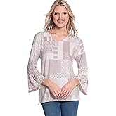 MULTIPLES Women's Three Quarters Flounce Sleeves V-Neck Top