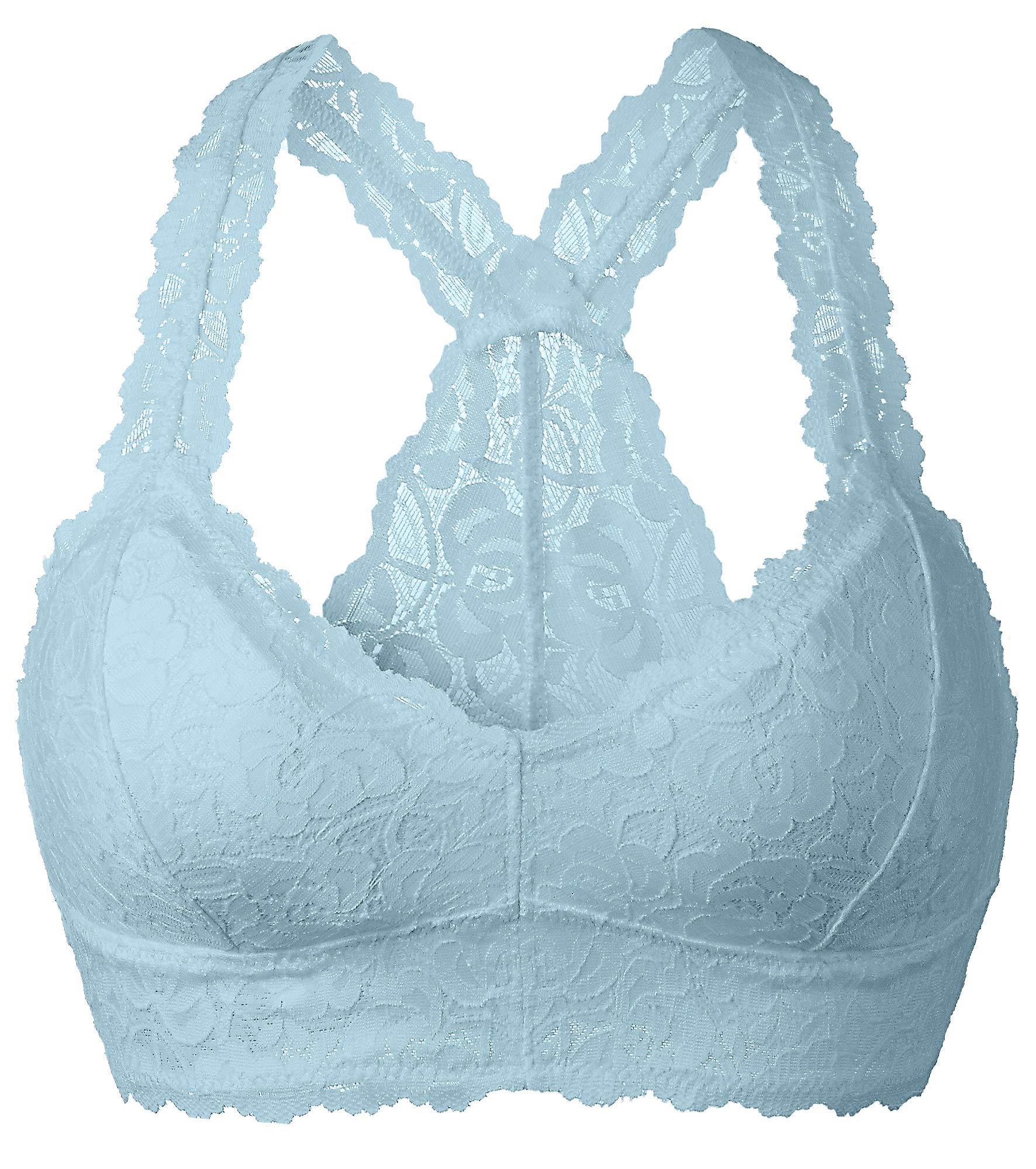 YIANNA Women Floral Lace Bralette Padded Breathable Sexy Racerback Lace