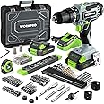 WORKPRO 20V Max Cordless Drill Driver Set, Electric Power Impact Drill Tool with 102 Pieces Accessories, 1/2'' Chuck Impact Drill Kit with Portable Case, 2 x 2.0Ah Li-ion Batteries with Fast Charger
