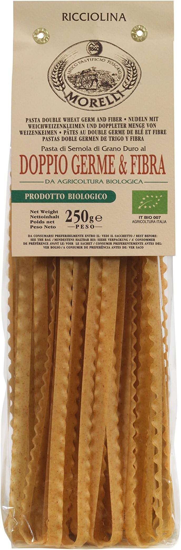 Morelli Pasta Factory - BIO Pasta Ricciolina with Double Wheat Germ and Fibres - gr. 250 x 16