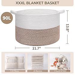 INDRESSME XXXLarge Cotton Rope Basket 21.7" x