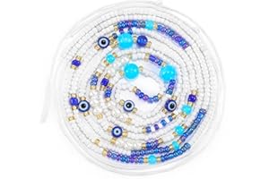 ELABEST 50inch Plus Size African Waist Beads Belly Chain Non-Stretching Tie-on Bead Jewelry Accessories for Women and Girls