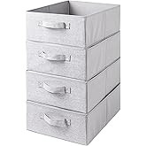 AYVANBER Decorative Storage Boxes for Organizing Clothes in a Dresser Collapsible Fabric Storage Bins Organizer Set with Handles for Bedding Clothes Toys Socks and More (Light Grey)