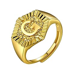 U7 Wedding Ring for Women Letter G Jewelry Copper