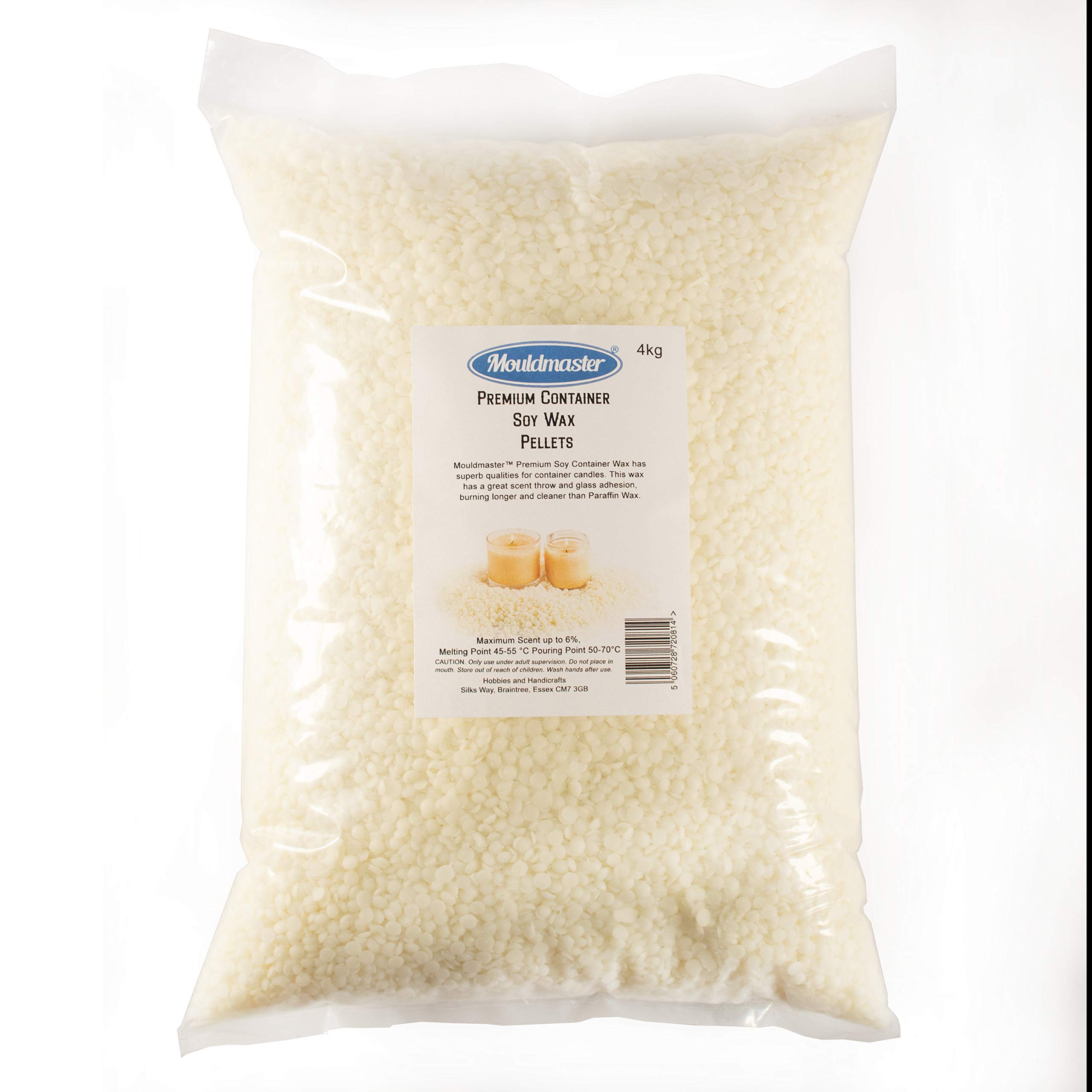 Mouldmaster™ Premium Container Soy Wax Pellets 4 KG, White/Cream