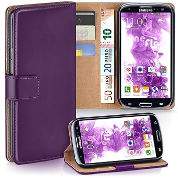 moex Samsung Galaxy S3 | Hülle Lila mit Karten-Fach 360° Book Klapp-Hülle Handytasche Kunst-Leder Handyhülle für Samsung Gala