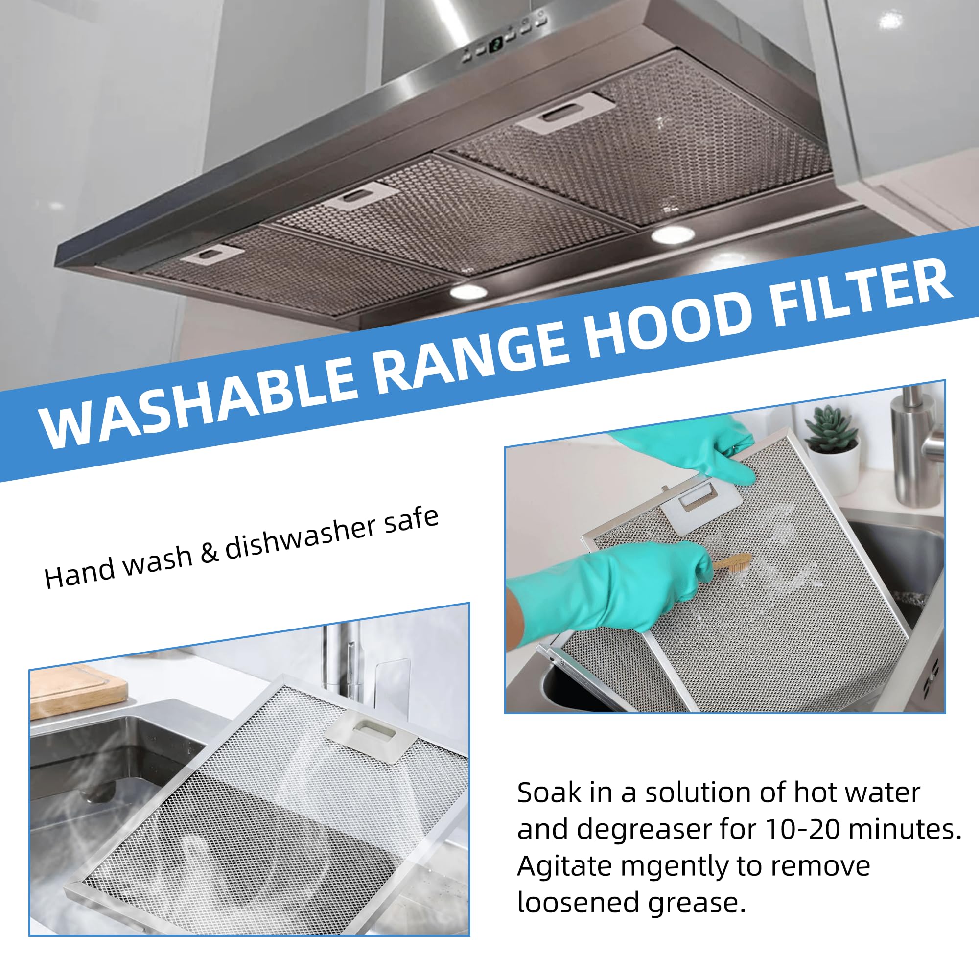 2PC W10169961A 10.5 x 12 in Range Hood Filter Aluminum Range Hood Vent Filter Compatible with Whirl.pool Ik.ea Kitchen.Aid Jenn.Air Range Hood