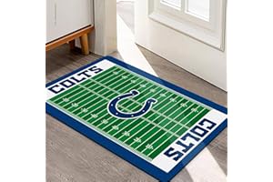AYYQHC Football Field Design Entry Floor Mat,30" W x 18" H Non-Slip Rubber Door Mat for Football Sports Fans, White Blue Design Home Decor Area Rug