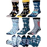 Skicuff 6 Pairs Plumber Socks for Men Novelty Plumbing Worker Crew Socks with Pliers and Screwdriver Patterns Funny Work Accessories, Holiday Gifts for Plumbers
