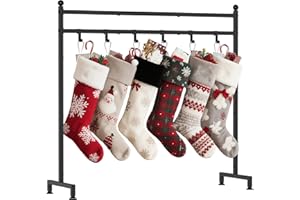 GloTika Christmas Stocking Holder Stand with 8 Hooks, Heavy Duty Freestanding Christmas Stocking Stand for Floor, Metal Holiday Decor Hanger Display for Fireplace Xmas Holiday Decoration