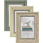 XUANLUO 3 Pack 4x6 Inch Picture Frames Farmhouse Rustic Vintage Distressed Wood Grain Photo Frame with HD plastic cover for Table Top Display and Wall Hanging