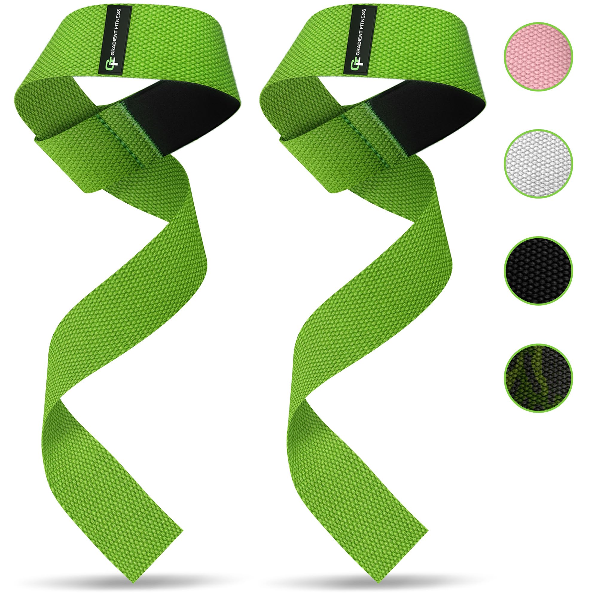 Gradient Fitness Weight Lifting Wrist Straps (2 Pack) | Soft Neoprene Padded 20” Straps. Reduces Injury Risk for Weightlifting, Bodybuilding, Powerlifting, Strength Training, and Deadlifts (Green)